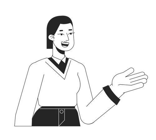 Female tutor explaining with smile  Illustration