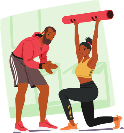 Female Undergoing Personalized Training With Personal Coach  Illustration