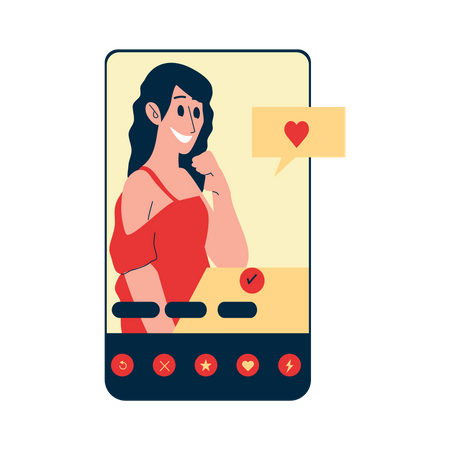 Female user profile on dating app Illustration
