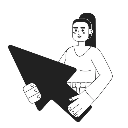 Female user with arrow cursor  일러스트레이션