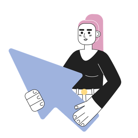 Female user with arrow cursor  Illustration