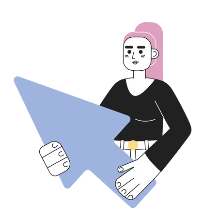 Female user with arrow cursor  Illustration