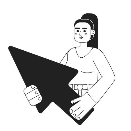 Female user with arrow cursor  Illustration