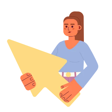 Female user with arrow cursor  Illustration