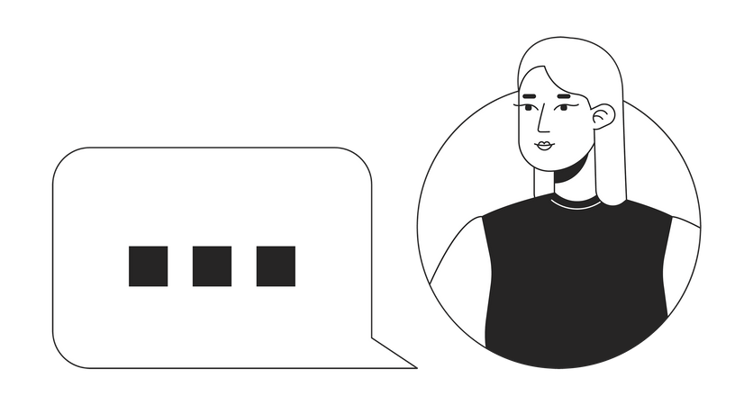 Female user with chat bubble  Illustration