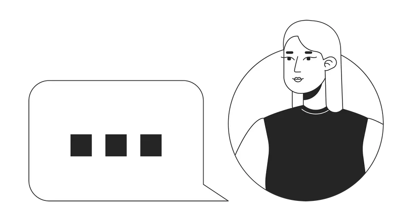 Female user with chat bubble  Illustration