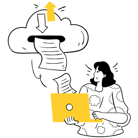 Female Using Cloud Storage  Illustration