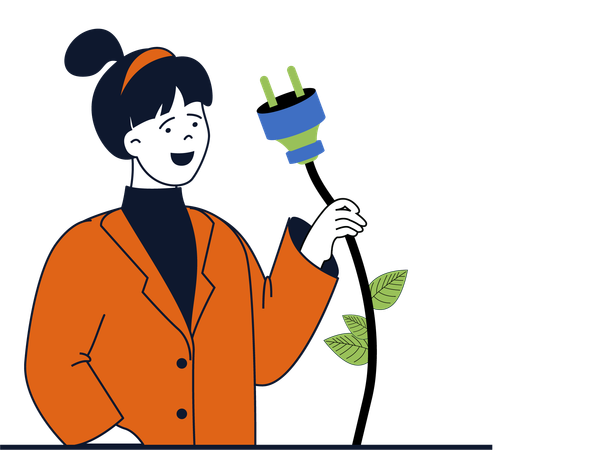 Female using Eco energy  Illustration