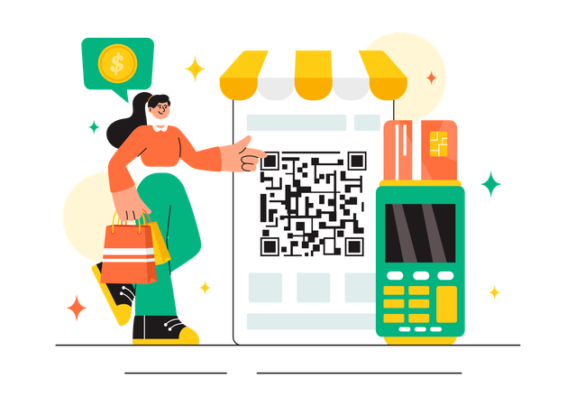 Female Using Merchant Services  Illustration