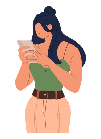 Female using mobile Illustration
