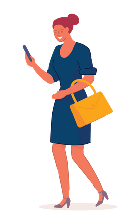 Female using mobile Illustration