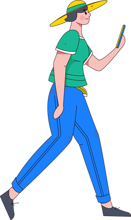 Female using mobile  Illustration