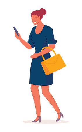 Female using mobile  Illustration