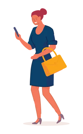 Female using mobile  Illustration