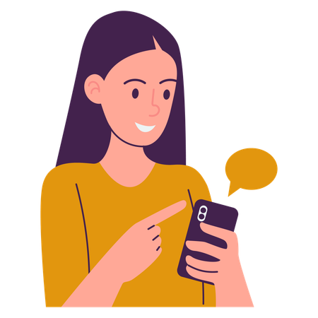 Female Using Phone  Illustration