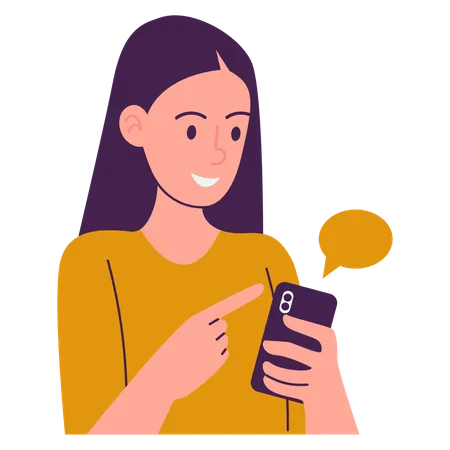 Female Using Phone  Illustration