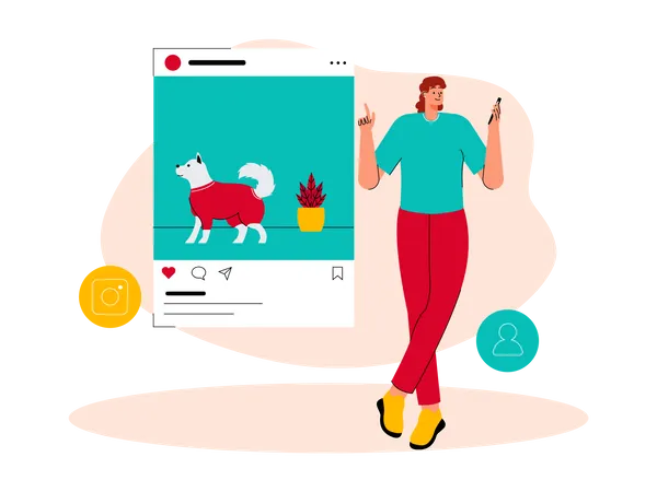 Female using social media  Illustration