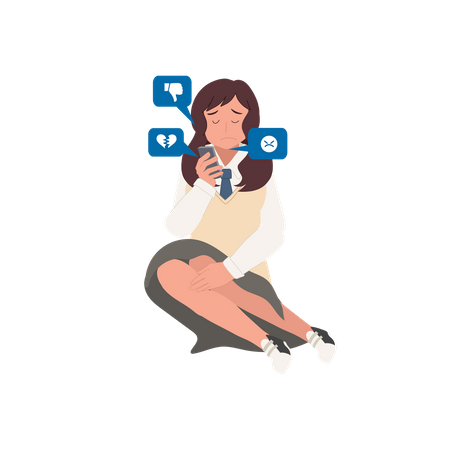 Female victim of cyberbullying  イラスト