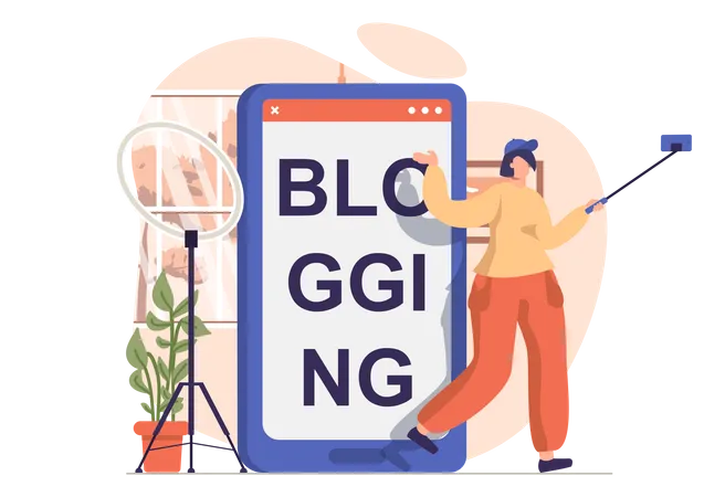Video Blogging Collection Of Scenes Isolated People Record Different Video Clips For Online Channel Set In Flat Design Vector Illustration For Blogging Website Mobile App Promotional Materials 일러스트레이션