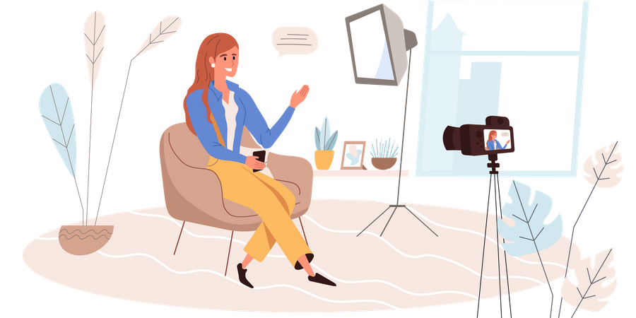 Female Video Blogger Illustration
