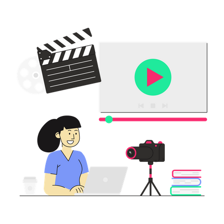 Female video blogger  Illustration