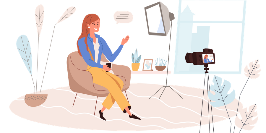 Female Video Blogger  Illustration