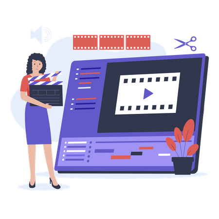 Female video editor  Illustration