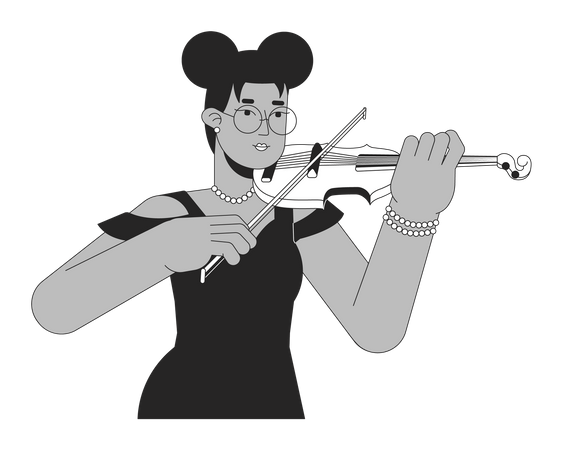 Female violinist playing musical instrument  일러스트레이션