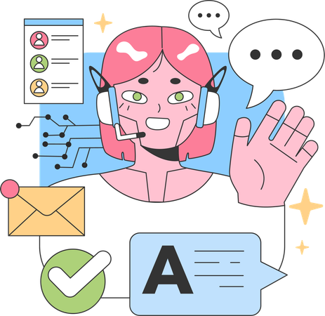 Female virtual chat assistant  Illustration