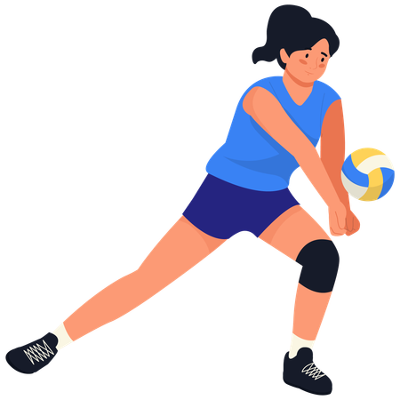 Female Volleyball Player doing Dig Pass  Illustration