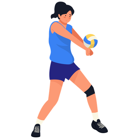 Female Volleyball player in Ready Position Pass  Illustration