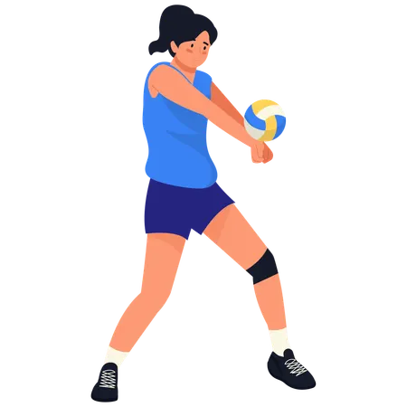 Female Volleyball player in Ready Position Pass  Illustration