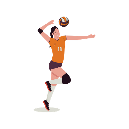 Female Volleyball player playing  Illustration