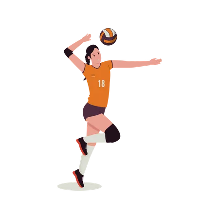 Female Volleyball player playing  Illustration