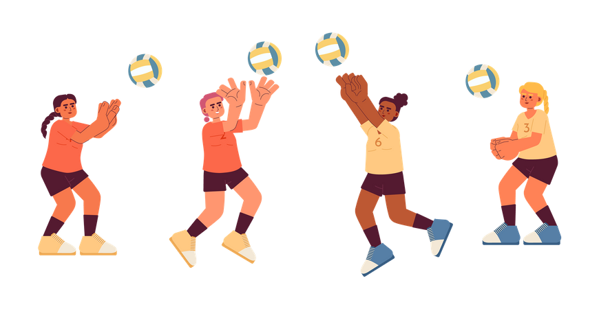 Female volleyball players  Illustration