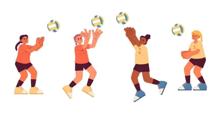 Female volleyball players  Illustration