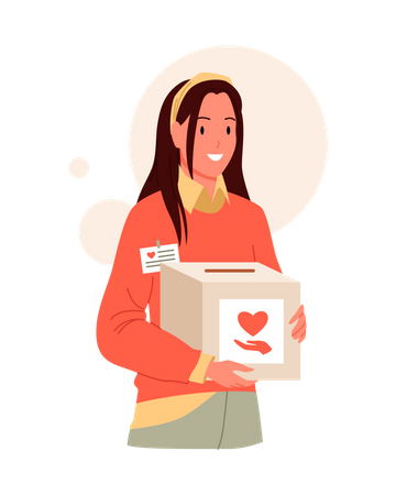 Female volunteer collecting donation  Illustration