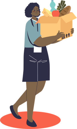 Female volunteer holding box for donation  Illustration