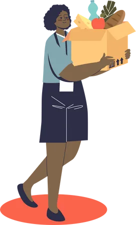 Female volunteer holding box for donation  Illustration