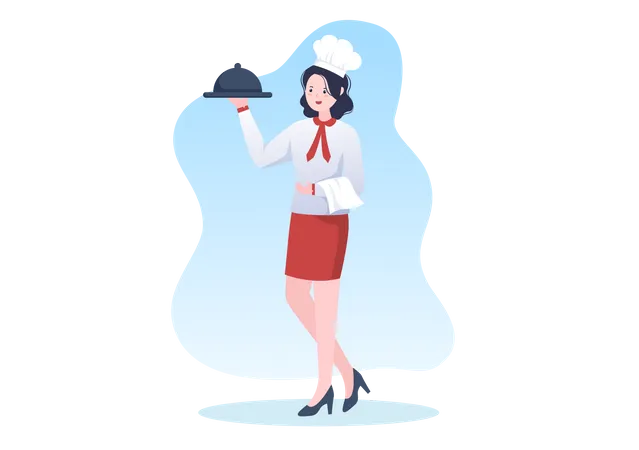 Female Waiter Illustration