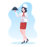 female waiter illustration