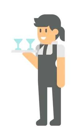 Female waiter  Illustration