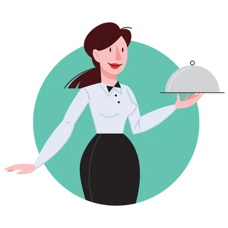 Female waitress  Illustration