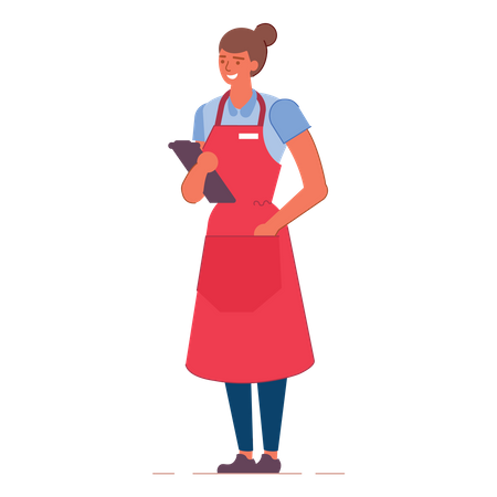 Female waitress holding menu  Illustration