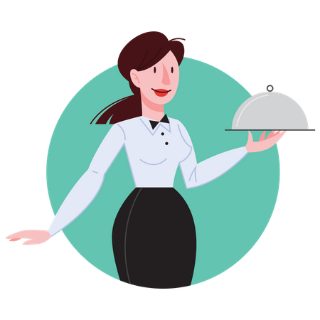 Female waitress  Illustration