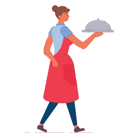 Female waitress  Illustration