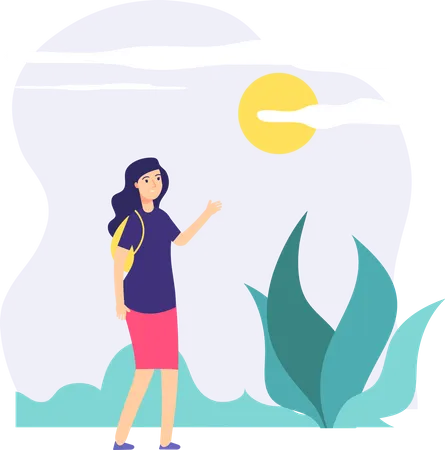 Female walking in summer seasons  Illustration