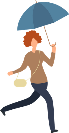 Female walking with umbrella Illustration