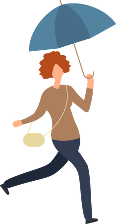 Female walking with umbrella  Illustration