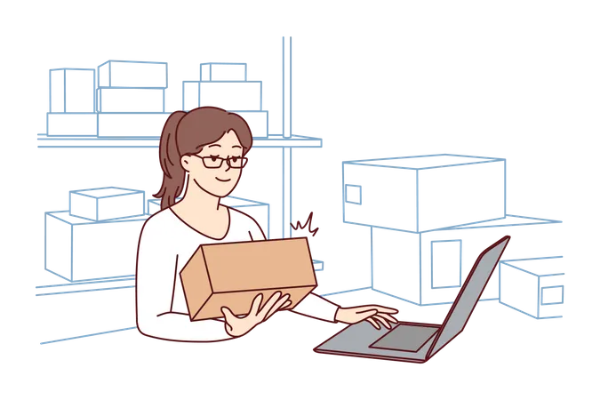 Female warehouse worker  Illustration